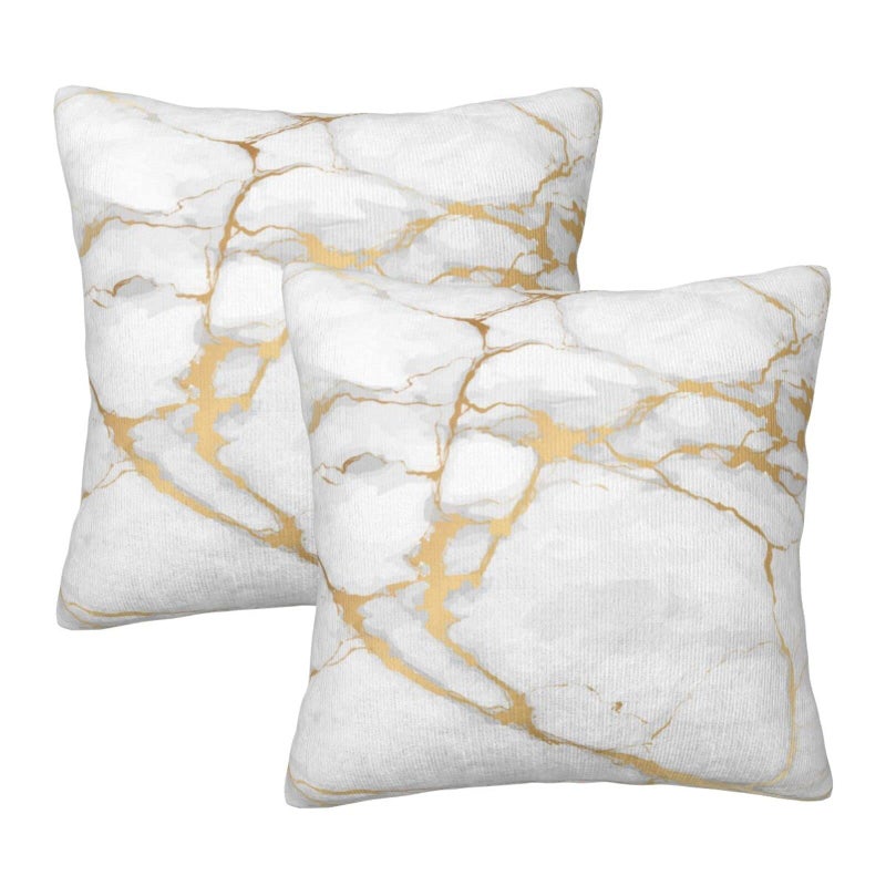 Perinsto White Marble Texture Throw Pillow Covers Set of 2 Decorative Pillowcases Soft Cushion Covers for Sofa Couch Bed Home Decor  18""X18"" - Image 1